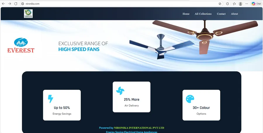 Nironika Fans Ordering Website