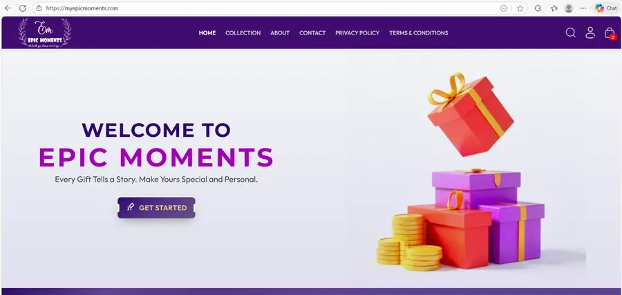 EPIC MOMENTS — E-commerce Website